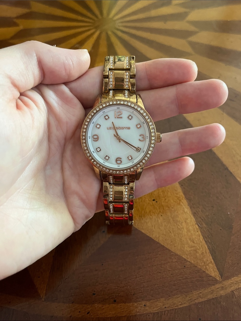 Liz Claiborne Rose Gold Crystal Bracelet Watch